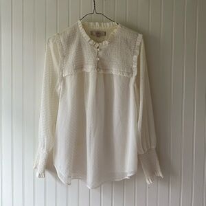 Elegant White mink dot Blouse by LOFT
